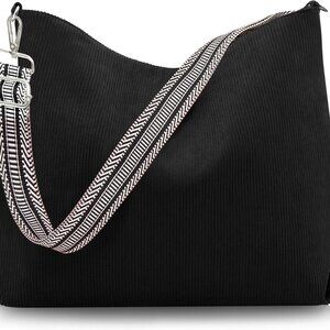 Women's Corduroy Tote Bag Large Capacity Zipper Adjustable Strap Everyday